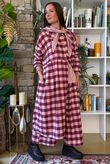 Nora Brushed Cotton Gingham Frock Coat Aubergine